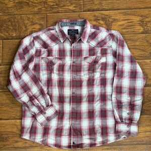 Plaid Flannel Red and Gray Men's Western Shirt